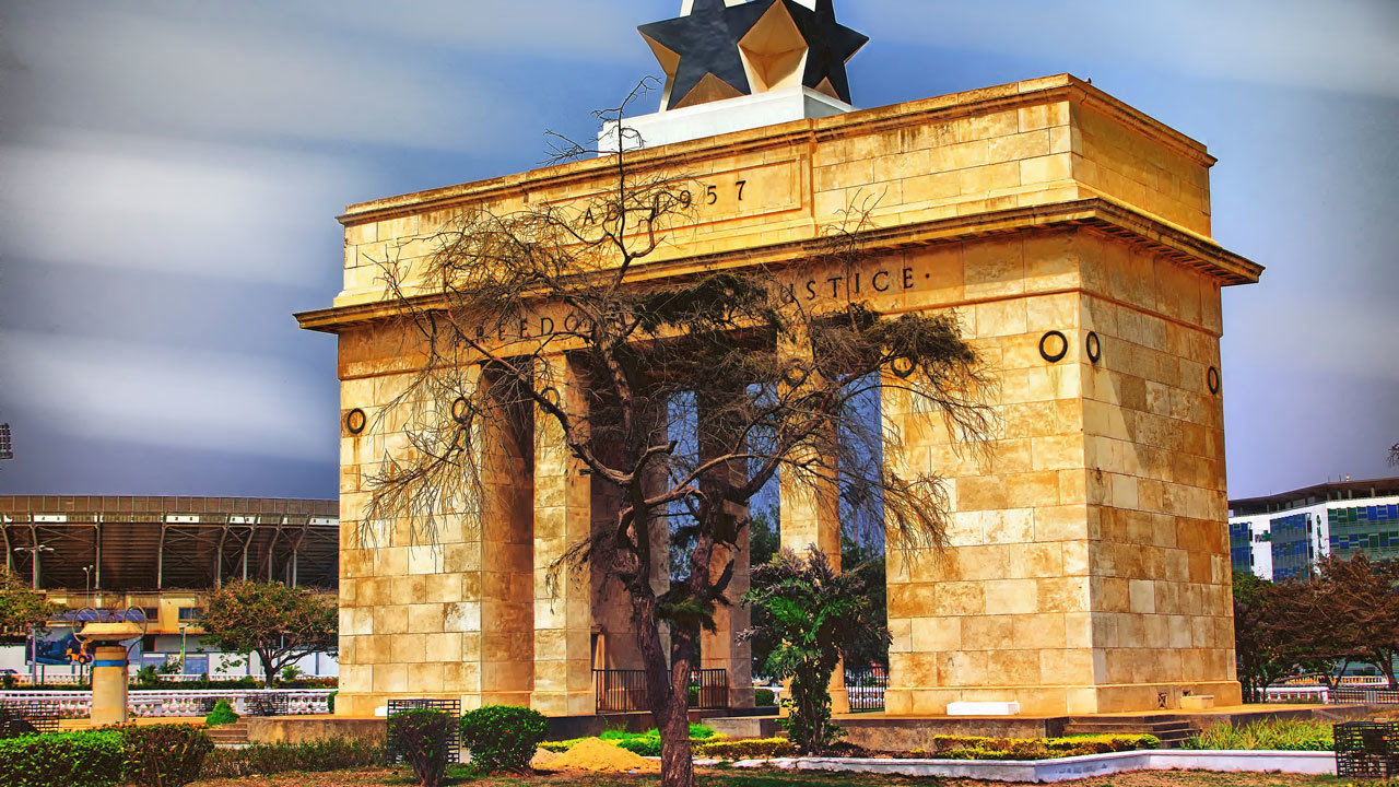 The Independence Arch at Black Star Square, Accra — a symbol of Ghana's governance and national identity